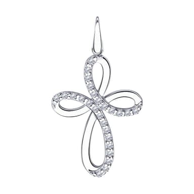 Подвеска крест Diamant из серебра 925 с фианитами