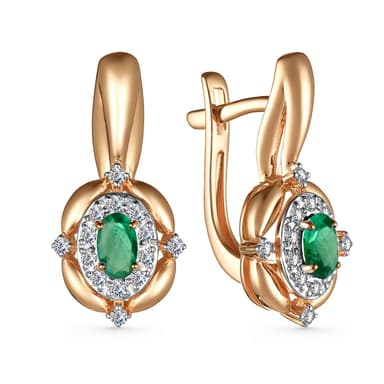 Серьги Алькор из розового золота 585 с изумрудами