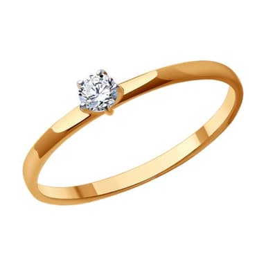 Кольцо Diamant из розового золота 585 с фианитом