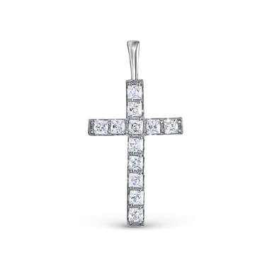 Подвеска крест Zlato из серебра 925 с фианитами