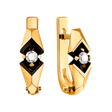 Серьги Ринго из жёлтого золота 585 с бриллиантами