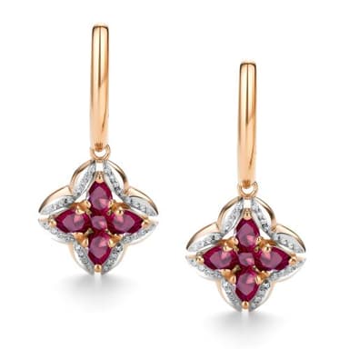Серьги Алькор из серебра 585 с рубинами