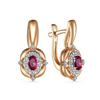 Серьги Алькор из розового золота 585 с рубинами