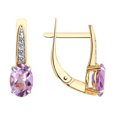 Серьги Diamant из розового золота 585 с аметистами