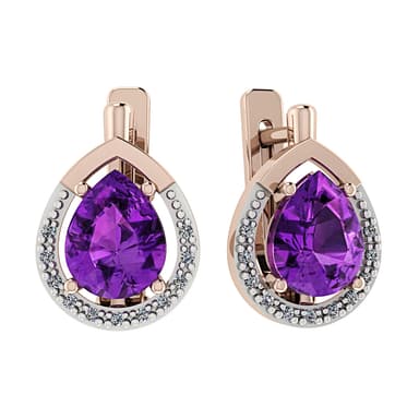 Серьги Арина из розового золота 585 с аметистами