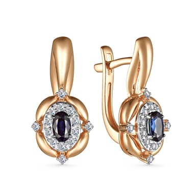 Серьги Алькор из розового золота 585 с сапфирами