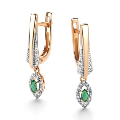 Серьги Алькор из золота 585 с изумрудами