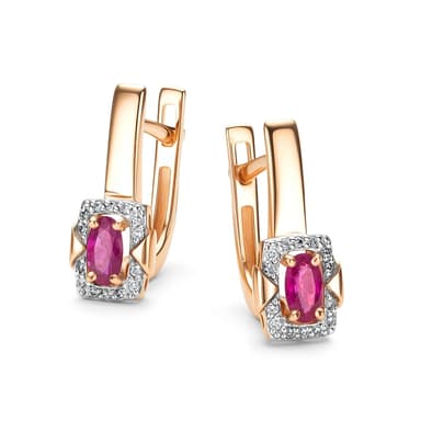 Серьги Алькор из золота 585 с рубином