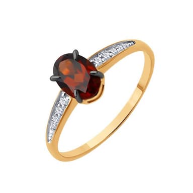 Кольцо Diamant из розового золота 585 с гранатом