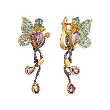 Серьги Element 47 из серебра 925 с аметистами