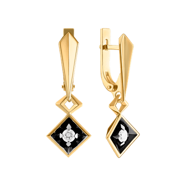 Серьги Ринго из жёлтого золота 585 с бриллиантами