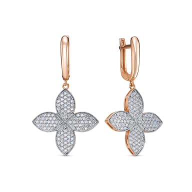 Серьги Berger из розового золота 585 с фианитами