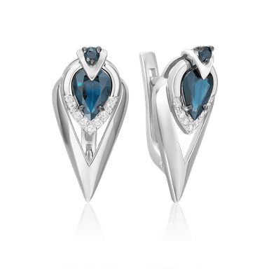 Серьги Платина из золота 585 с сапфирами
