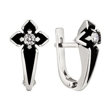 Серьги Ринго из белого золота 585 с бриллиантами