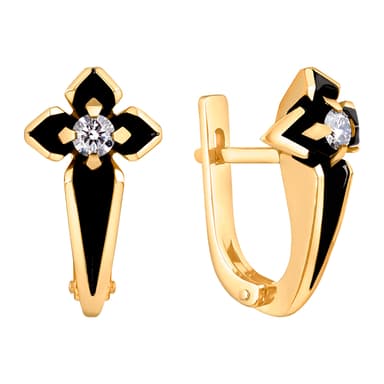 Серьги Ринго из жёлтого золота 585 с бриллиантами
