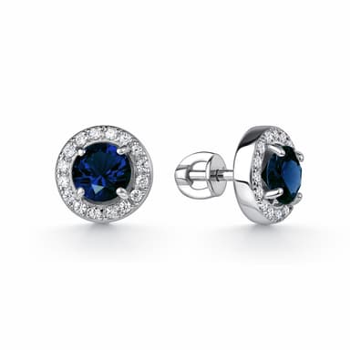 Серьги-пусеты Костромской Алмазный Дом из золота 585 с сапфирами