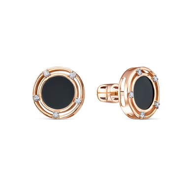 Серьги пусеты Berger из розового золота 585 с ониксами