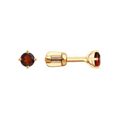 Серьги-пусеты Diamant из розового золота 585 с гранатами