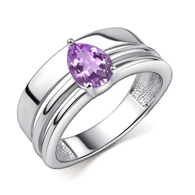 Кольцо Алькор из серебра 925 с аметистами