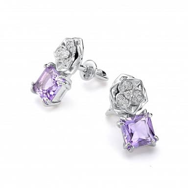 Серьги пусеты Алькор из серебра 925 с аметистом