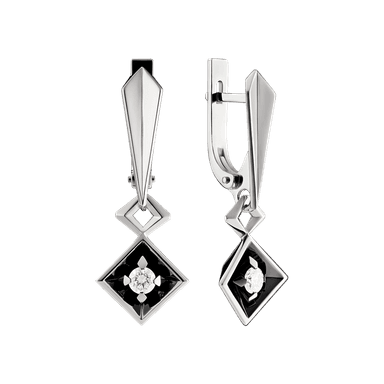 Серьги Ринго из белого золота 585 с бриллиантами