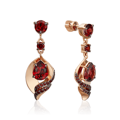 Серьги Платина из золота 585 с гранатами