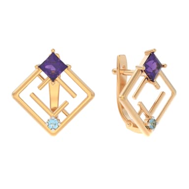 Серьги Арина из золота 585 с миксом камней