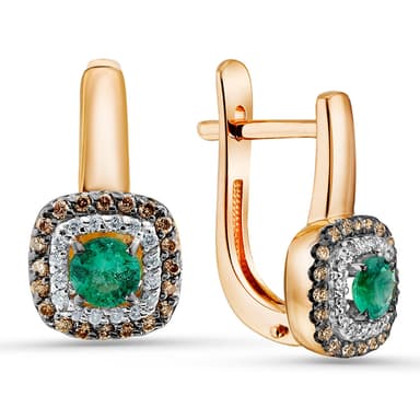 Серьги Primo Prezioso из золота 585 с изумрудами