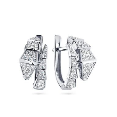 Серьги &quot;Змея&quot; Мастер Бриллиант MG из белого золота 585 с фианитом
