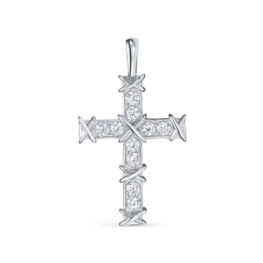 Подвеска крест Zlato из серебра 925 с фианитами