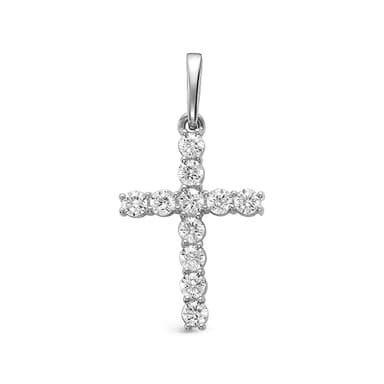 Подвеска крест Zlato из серебра 925 с фианитами