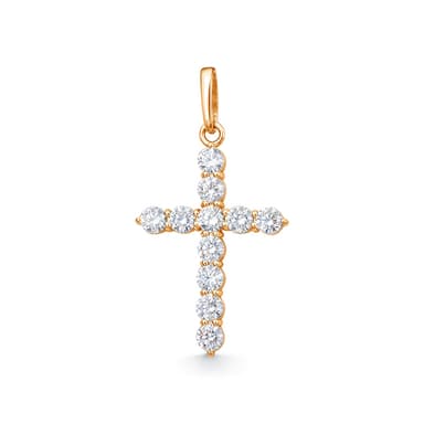 Подвеска крест Zlato из серебра 925 с фианитами