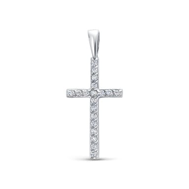 Подвеска крест Zlato из серебра 925 с фианитами 