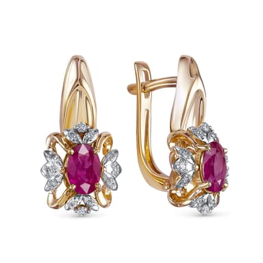 Серьги Алькор из розового золота 585 с рубинами