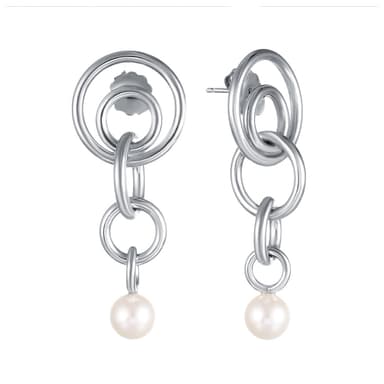 Серьги пусеты Element 47 из серебра 925 с жемчугом